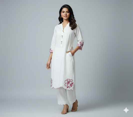 Blush Edge Kurta Set