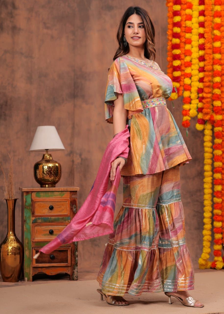 Festive Glow Muslin Sharara