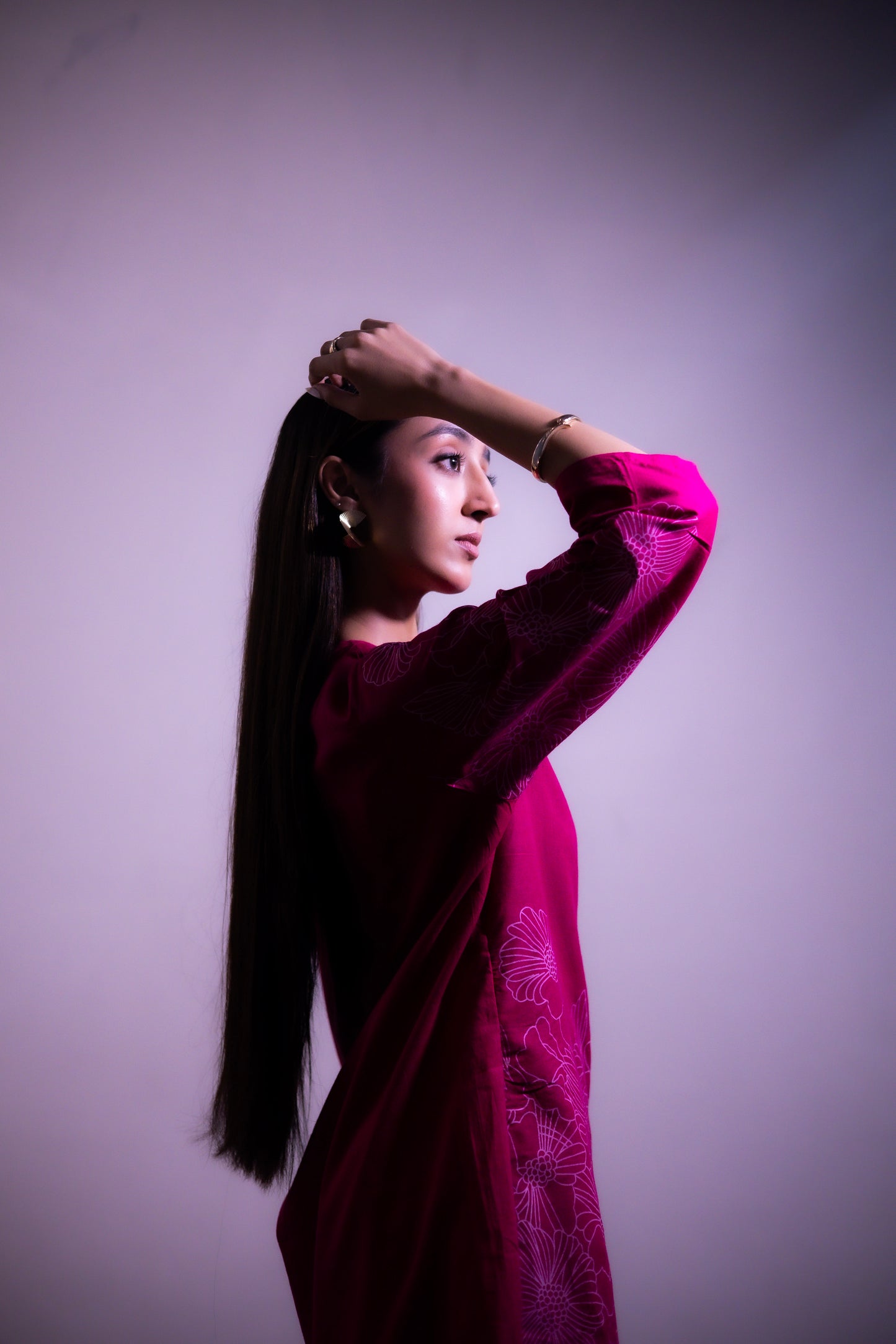 Saanjh in Scarlet – Floral Magenta Co-ord Set - Aniq India