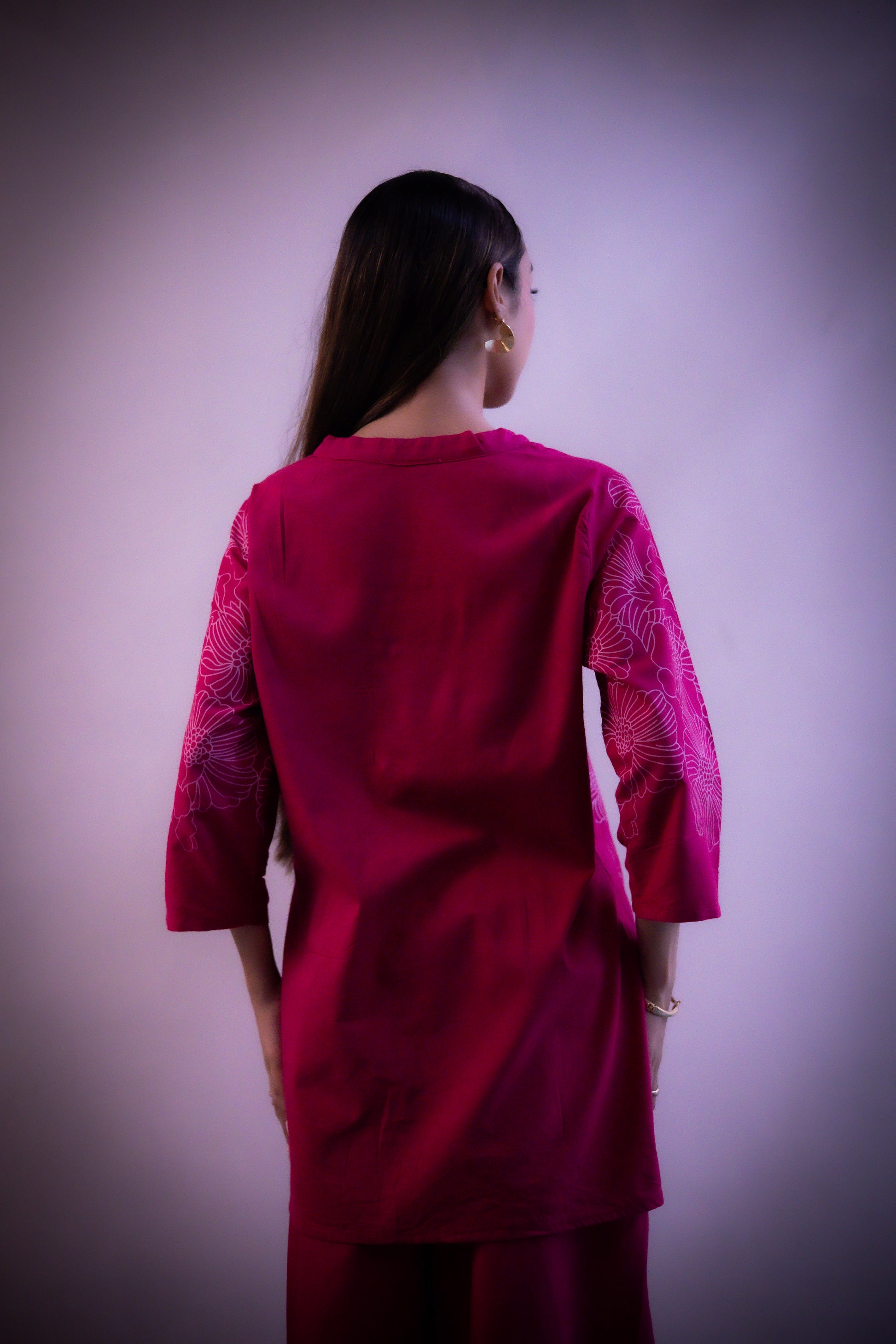 Saanjh in Scarlet – Floral Magenta Co-ord Set - Aniq India