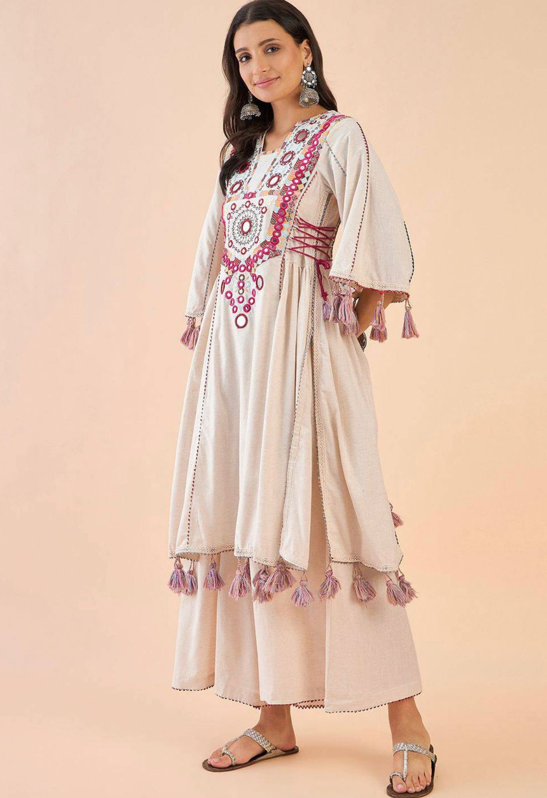 Amaira Hand-Embroidered Co-ord Set with Tassels