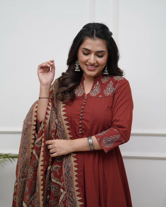 Heritage Maroon Flared Suit Set